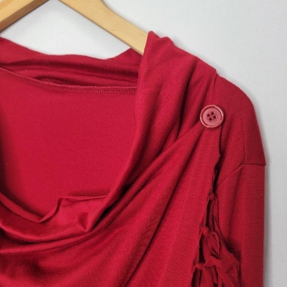 UNBRANDED Long sleeve Scoop layered neckline Button design detail  front fringe - Picture 7 of 11